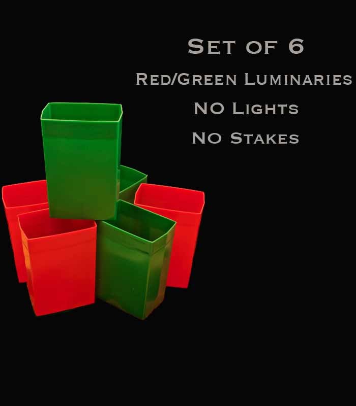 Set of 6 Red/Green Luminaries, no light source, no stakes