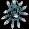 12 Socket Green Electric Light String, Clear Bulbs