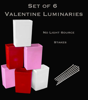 Set of 6 Valentine Luminaries, Stakes