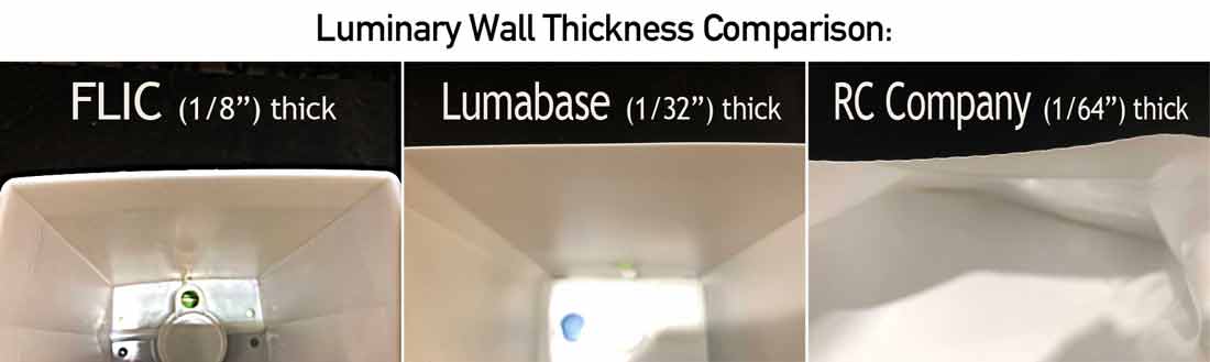 compare luminary wall thicknesses
