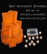 Set of 12 Orange Luminaries, Warm White Tea Lights, No Stakes