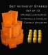 Set of 12 Orange Luminaries, Citronella Candles & Holders, No Stakes