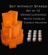 Set of 12 Orange Luminaries, White Candles & Holders, No Stakes