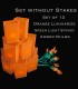 Set of 12 Orange Luminaries, Green Light String with Amber Bulbs, No Stakes