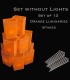 Set of 12 Orange Luminaries, Stakes