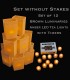 Set of 12 Brown Luminaries, Amber LED Tea Lights with Timers, No Stakes