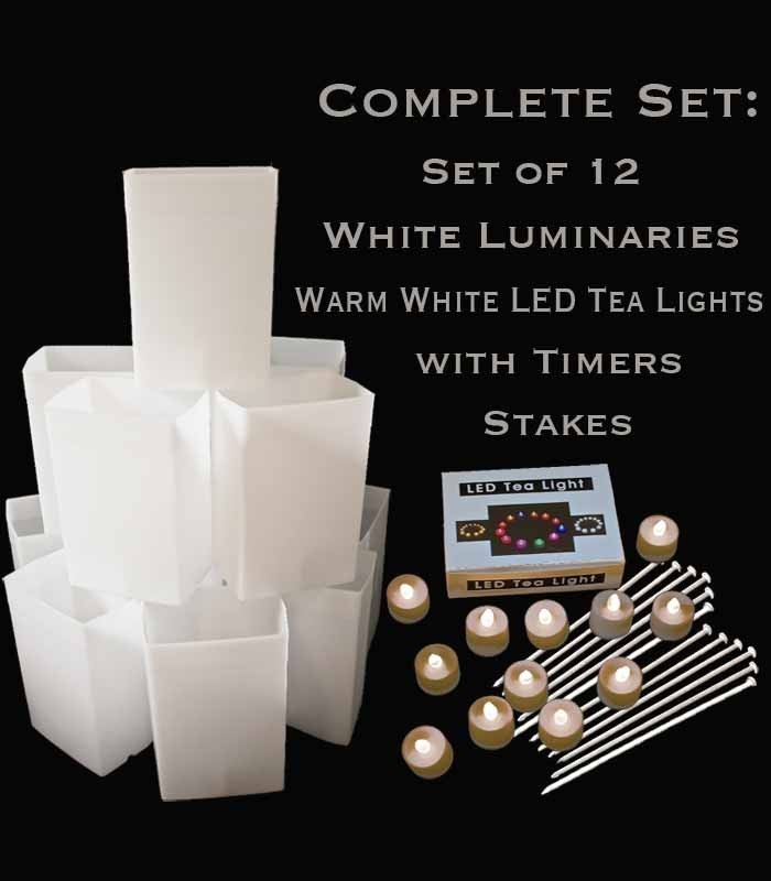 Set Of 12 White Luminaries Led Tea Lights Stakes Led Tea Lights Stakes