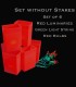 Set of 6 Red Luminaries, Green Light String, Red Bulbs, No Stakes