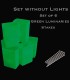 Set of 6 Green Luminaries, No Lights, Stakes