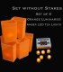 Set of 6 Orange Luminaries, Amber LED Tea Lights with Timers, No Stakes