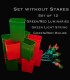 Set of 12 Red/Green Luminaries, green light string with red/green bulbs, no stakes