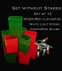 Set of 12 Red/Green Luminaries, white light string with red/green bulbs, no stakes