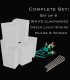 Set of 6 White Luminaries, green light string with clear bulbs, stakes
