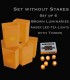Set of 6 Brown Luminaries, amber LED tea lights with timers, no stakes