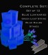 Set of 12 Blue Luminaries, green light string with blue bulbs, stakes