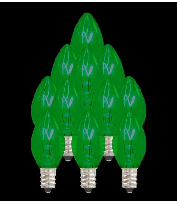 Set of 13 Replacement Green C7 Light Bulbs