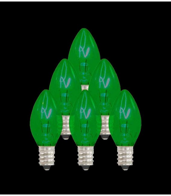 Set of 7 Replacement Green C7 Light Bulbs