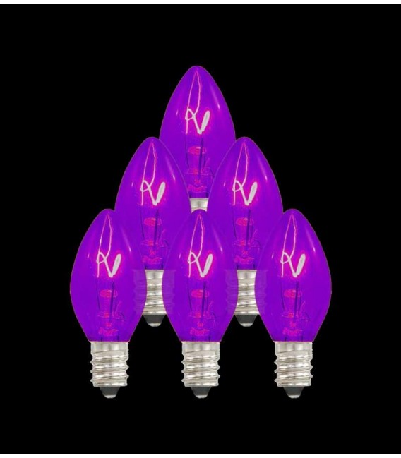 Set of 7 Replacement Purple C7 Light Bulbs