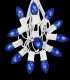 12 Socket White Electric Light String, Blue Bulbs