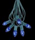 6 Socket Green Electric Light String, Blue Bulbs