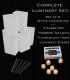 Set of 6 White Luminaries, "XtraBrite" Amber LED Tea Lights w/ Timers & Stakes