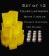 Set of 12 Yellow Luminaries, White Candles with Holders, No Stakes