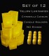 Set of 12 Yellow Luminaries, Citronella Candles with Holders, No Stakes