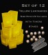 Set of 12 Yellow Luminaries, Warm White LED Tea Lights with Timers, Stakes