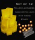 Set of 12 Yellow Luminaries, Amber LED Tea Lights with Timers, Stakes