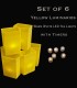 Set of 6 Yellow Luminaries, Warm White LED Tea Lights with Timers, No Stakes