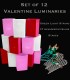Set of 12 Valentine Luminaries, Green Light String and Bulbs, Stakes