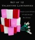 Set of 12 Valentine Luminaries, Green Light String and LED Bulbs, No Stakes