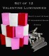 Set of 12 Valentine Luminaries, White Light String and Bulbs, Stakes