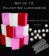 Set of 12 Valentine Luminaries, XtraBrite LED Tea Lights, Stakes