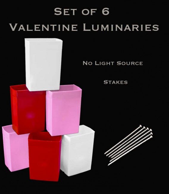 Set of 6 Valentine Luminaries, Stakes