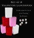 Set of 6 Valentine Luminaries, XtraBrite LED Tea Lights with Timers, No Stakes