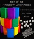 Set of 12 Rainbow Luminaries, XtraBrite LED Tea Lights with Timers, Stakes