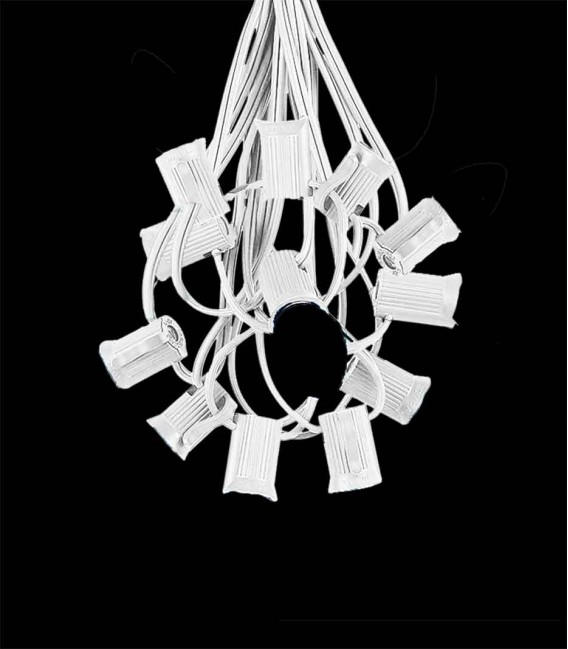 12 Socket White Electric Light String, No Bulbs
