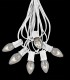 6 Socket White Electric Light String, Clear Bulbs