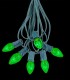 6 Socket Green Electric Light String, Green Bulbs