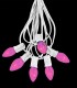 6 Socket White Electric Light String, Pink Bulbs