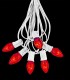 6 Socket White Electric Light String, Red Bulbs