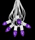 6 Socket White Electric Light String, Purple Bulbs