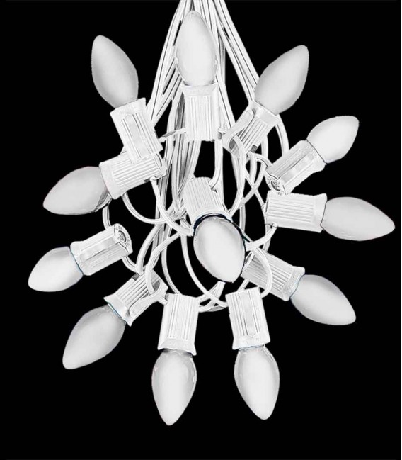 12 Socket White Electric Light Strings, WHITE LED Bulbs