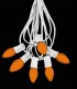 6 Socket White Electric Light Strings, Orange LED Bulbs