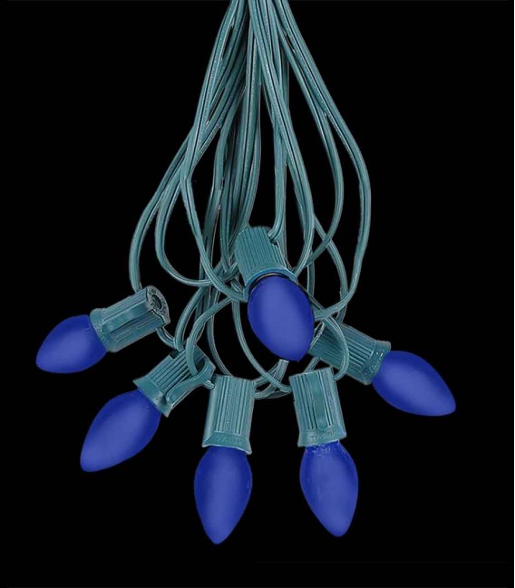 6 Socket Green Electric Light Strings, Blue LED Bulbs