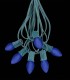 6 Socket Green Electric Light Strings, Blue LED Bulbs
