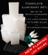Crossgates Dover:  12 White Luminary Kit, with Green Light String, White FLAME Bulbs, and Stakes