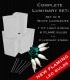 Crossgates Dover:  6 White Luminary Kit, with Green Light String, White FLAME Bulbs, and Stakes