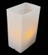 White Luminary with amber LED Tealight inside